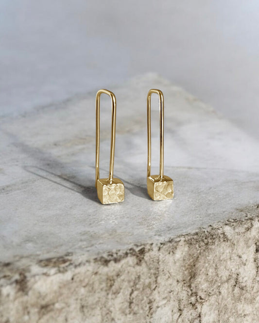 Cube Earrings Gold