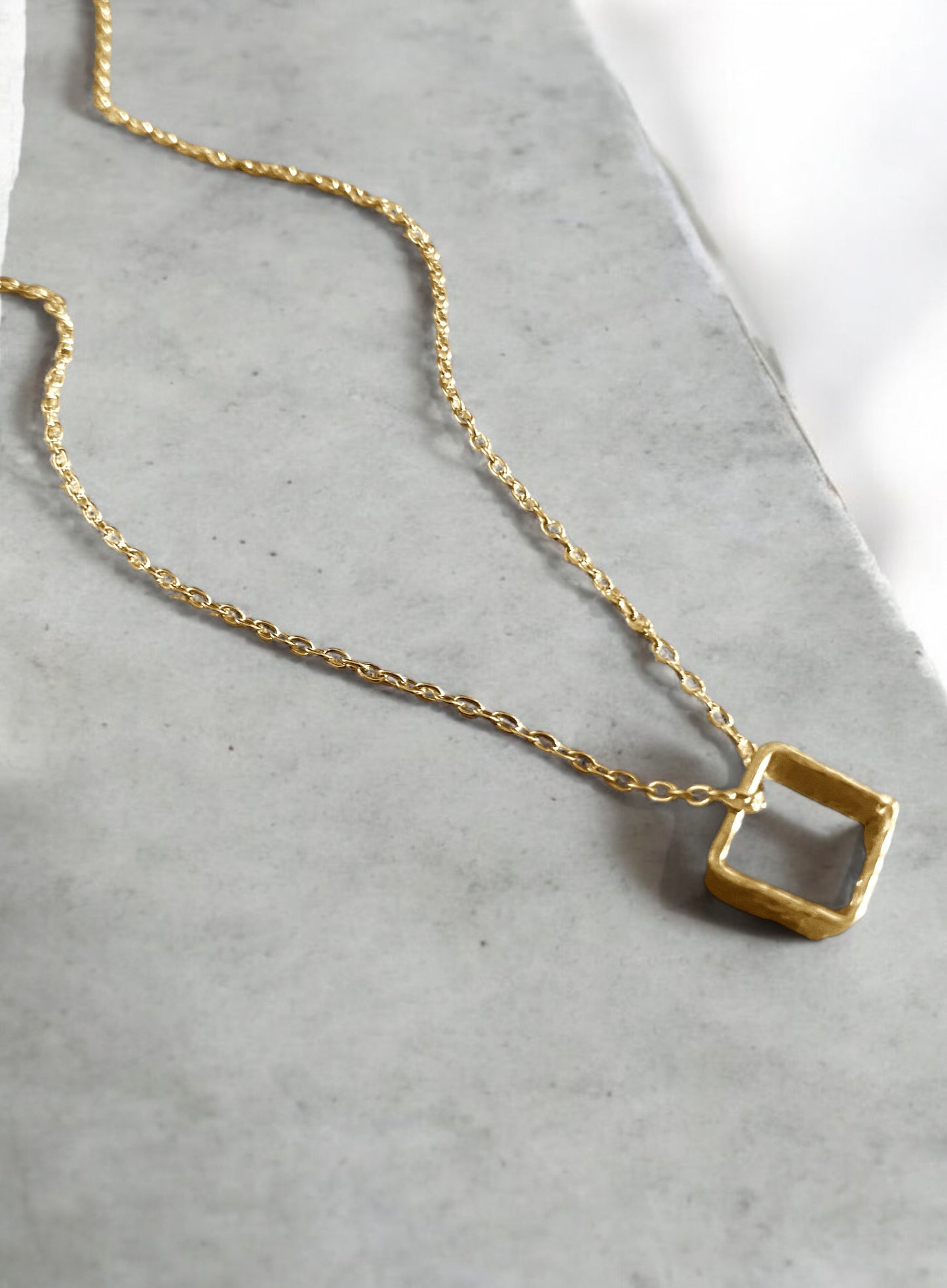 Hollow Square Necklace Gold