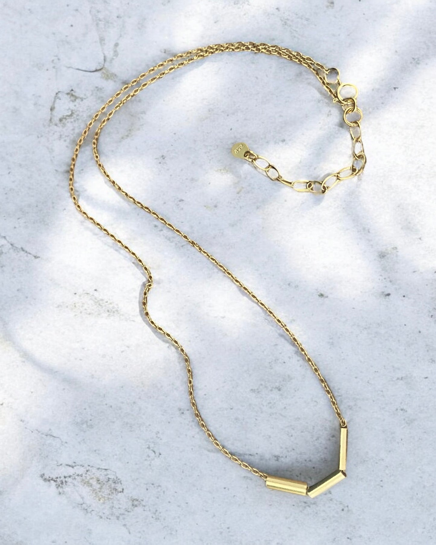Triple Tube Necklace Gold